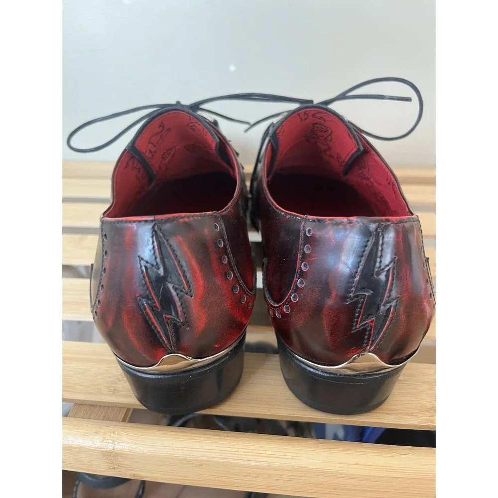 Jeffery West Muse Patent Leather Winklepicker Shoes Pointed Derby Cuban Heel Sz